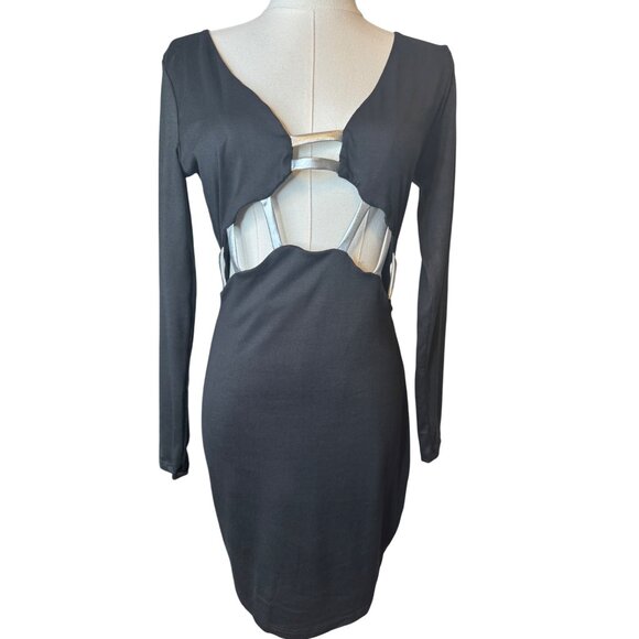 PrettyLittleThing Dresses & Skirts - NWT PrettyLittleThing 6 Black Longsleeve Bodycon Cut-Out Long Sleeve Mini Dress